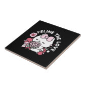 猫好き – かわいいバレンタインの猫デザイン タイル (側面)