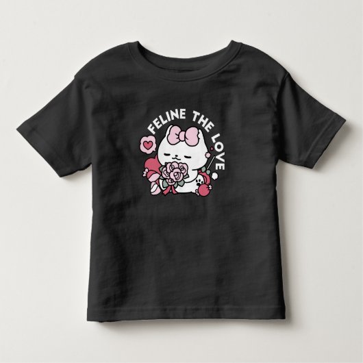 猫好き – かわいいバレンタインの猫デザイン トドラーTシャツ (正面)