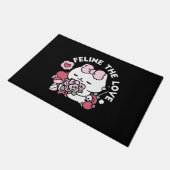 猫好き – かわいいバレンタインの猫デザイン ドアマット (アングル)