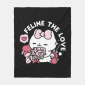 猫好き – かわいいバレンタインの猫デザイン フリースブランケット (正面)