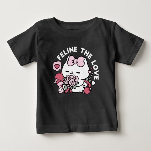猫好き – かわいいバレンタインの猫デザイン ベビーTシャツ (正面)