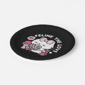 猫好き – かわいいバレンタインの猫デザイン ペーパープレート (アングル)