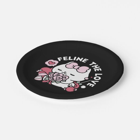 猫好き – かわいいバレンタインの猫デザイン ペーパープレート (アングル)