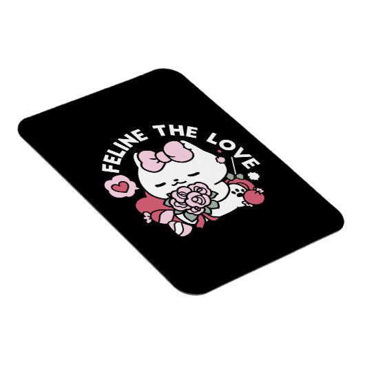 猫好き – かわいいバレンタインの猫デザイン マグネット (右側)