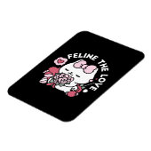 猫好き – かわいいバレンタインの猫デザイン マグネット (左側)