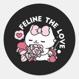 猫好き – かわいいバレンタインの猫デザイン ラウンドシール