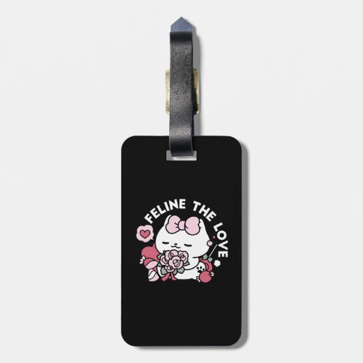 猫好き – かわいいバレンタインの猫デザイン ラゲッジタグ (裏面縦)