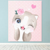 猫好き |かわいい子猫 キャンバスプリント (インサイチュ (ウッドフロア))