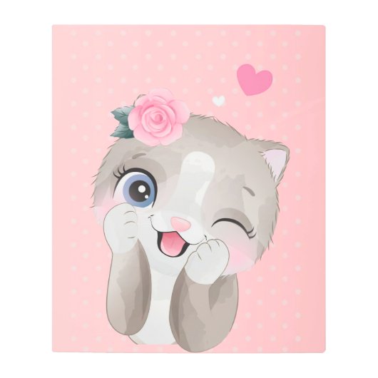 猫好き |かわいい子猫 メタルプリント (正面)