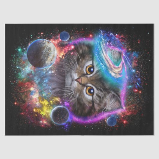 猫好き|キャットイン銀河系宇宙コスモス 薄葉紙 (正面)
