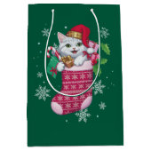 猫好き クリスマス 面白い猫の飼い主 ミディアムペーパーバッグ (正面)