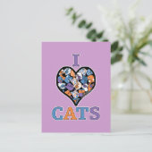 猫好き – コラージュハート ポストカード (スタンド正面)