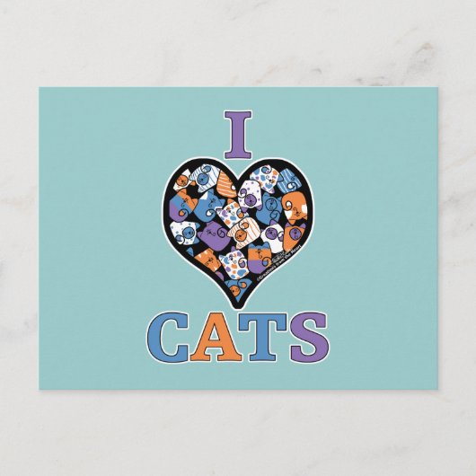猫好き – コラージュハート ポストカード (正面)