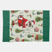 猫好き・ゴルファー向けのゴルフクリスマステーマ キッチンタオル (横)