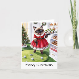 猫好き・ゴルファー向けのゴルフクリスマステーマ シーズンカード