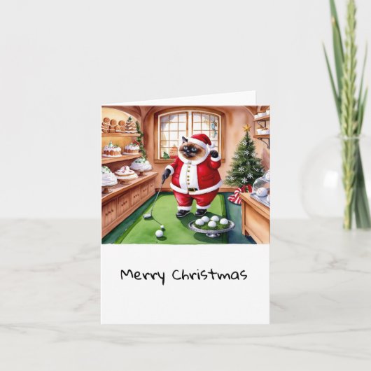 猫好き・ゴルファー向けのゴルフクリスマステーマ シーズンカード (正面)