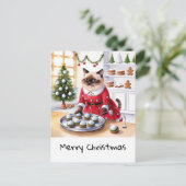 猫好き・ゴルファー向けのゴルフクリスマステーマ シーズンポストカード (スタンド正面)
