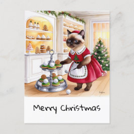 猫好き・ゴルファー向けのゴルフクリスマステーマ シーズンポストカード