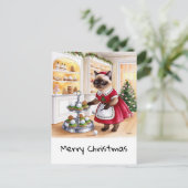 猫好き・ゴルファー向けのゴルフクリスマステーマ シーズンポストカード (スタンド正面)