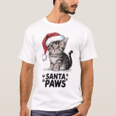 猫好き – サンタポーズ Tシャツ (正面)