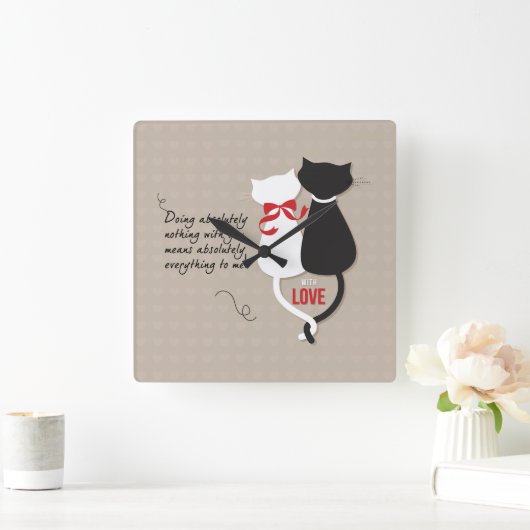 猫好き スクエア壁時計 (ホーム)