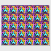 猫好き「ネオン銀河系」ギフトラッピング紙 ラッピングペーパー (フラット)