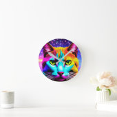 猫好き"ネオン銀河系"壁時計 ラウンド壁時計 (ホーム)