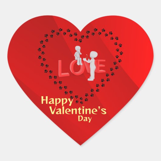 猫好き ハートシール (正面)