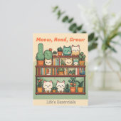 猫好き&ブックラバーズ&プラントラバーズ ポストカード (スタンド正面)