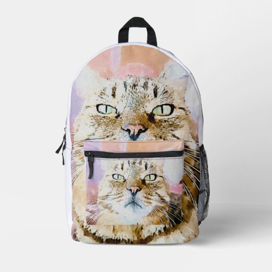 猫好き プリントバックパック (正面)