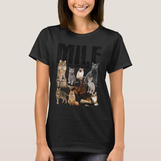 猫好き ミルク猫 愛してる Tシャツ (正面)
