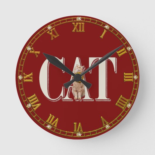 猫好き ラウンド壁時計 (正面)