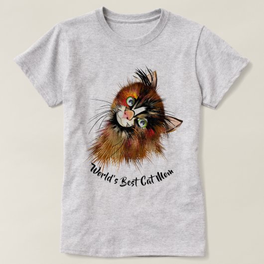 猫好き |世界最高の猫ママ Tシャツ (デザイン正面)