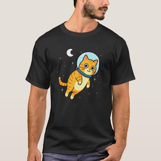 猫好き 宇宙飛行士 月 母の日 父の日 キッズ Tシャツ (正面)