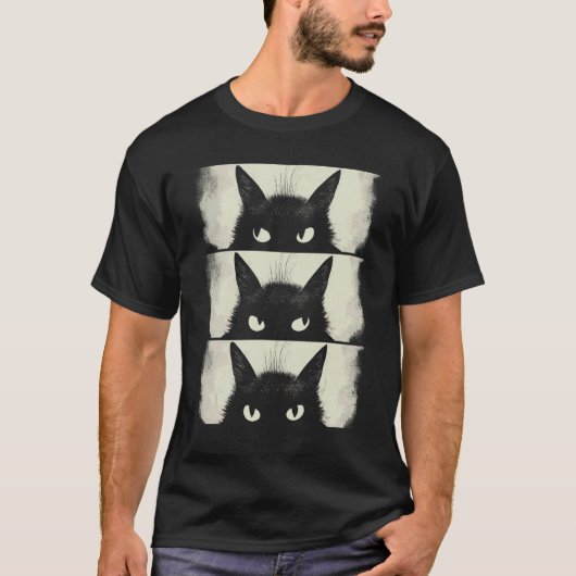 猫好き、怒った黒子猫、お母さん猫、お父さん猫 Tシャツ (正面)