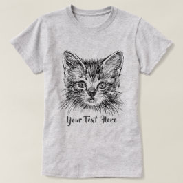 猫好き |手描きキットン顔 Tシャツ