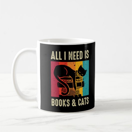 猫好き – 本と猫の本が必要 コーヒーマグカップ (左)