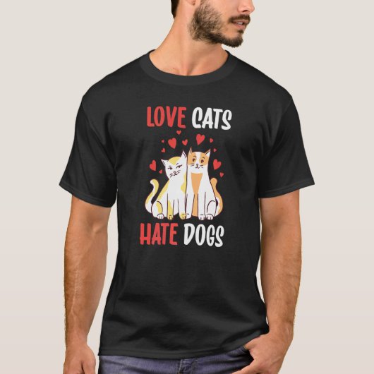 猫好き 犬嫌い アニマル 猫 ペット Tシャツ (正面)