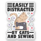 猫好き 猫とソーイングに夢中 シール (正面)