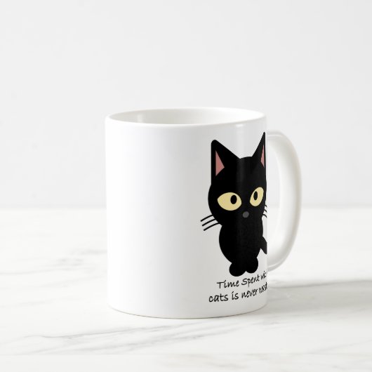 猫好き。 猫と使われる時間は決して無駄になりません コーヒーマグカップ (正面右)