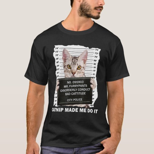 猫好き、猫ママのためのおもしろ猫ニップ Tシャツ (正面)