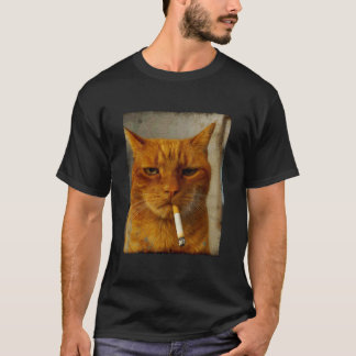 猫好き 猫ママ 猫好きな人 猫がタバコを吸っている面白いデザイン Tシャツ