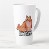 猫好き、猫好きのためのグズグズした猫ミーム カフェラテマグ (右アングル)