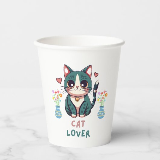 猫好き 紙コップ (正面)