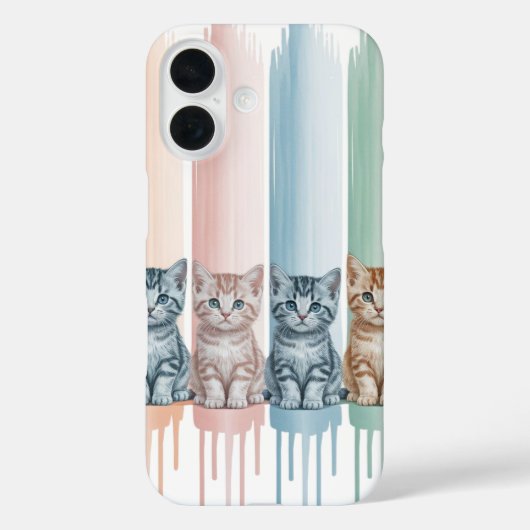 猫好き— 絵を描 Pastel Drip Kittens Case-Mate iPhoneケース (裏面)