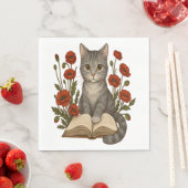 猫好き – 読かわいいケシ猫とボウ スタンダードランチョンナプキン (インサイチュ)