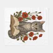 猫好き – 読かわいいケシ猫とボウ フリースブランケット (正面(横))