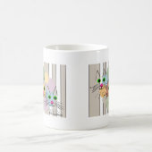 猫好き"3人の友達"猫の芸術 コーヒーマグカップ (中央)