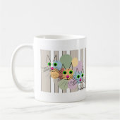 猫好き"3人の友達"猫の芸術 コーヒーマグカップ (左)