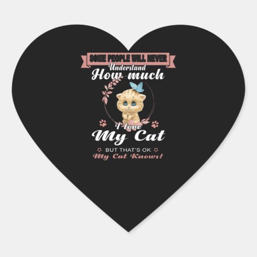 猫好き | How Love My Cat Owner Gift ハートシール (正面)